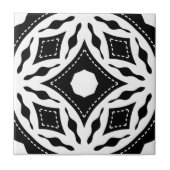 Modernes geometrisches Muster aus Schwarz und Weiß Fliese (Vorderseite)