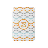 Modernes geometrisches Muster Blau Grau & Orange Badematte (Vorderseite Vertikal)