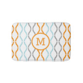 Modernes geometrisches Muster Blau Grau & Orange Badematte (Vorderseite)