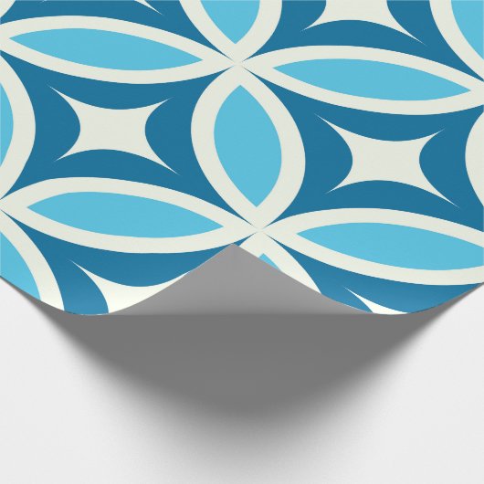 Modernes geometrisches Muster Blau Mitte des Jahrh Geschenkpapier (Ecke)