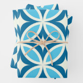 Modernes geometrisches Muster Blau Mitte des Jahrh Geschenkpapier Set (Beispiel)