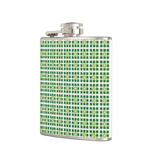 Modernes geometrisches Muster der grünen Wälder Flachmann (Links)