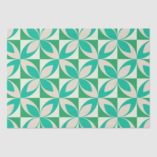 Modernes geometrisches Muster des grünen Mid Centu Seidenpapier (Vorderseite)