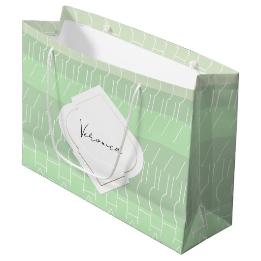 Modernes geometrisches Muster erdgrüner Töne Große Geschenktüte (Vorderseite Schrägansicht)
