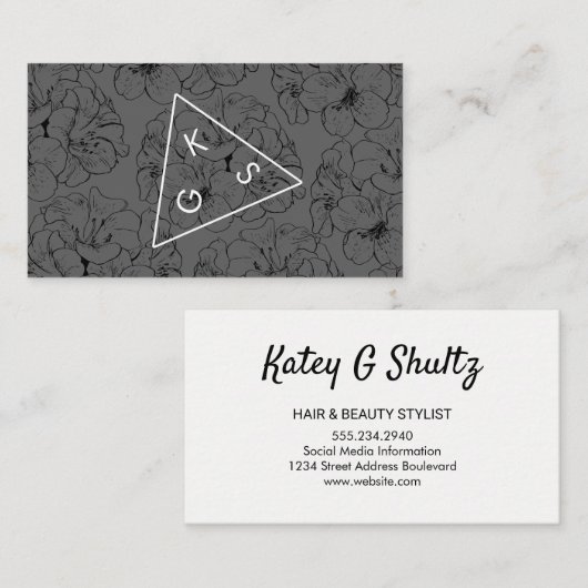 Modernes geometrisches Muster für Monogramm Visitenkarte (Vorne/Hinten)