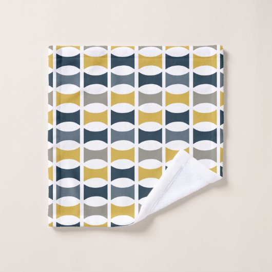 Modernes geometrisches Muster für Mustard der Mari Badhandtuch Set (Waschlappen)