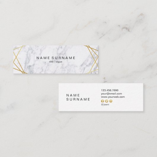 Modernes geometrisches Muster-GoldminiVisitenkarte Mini Visitenkarte (Vorne/Hinten)