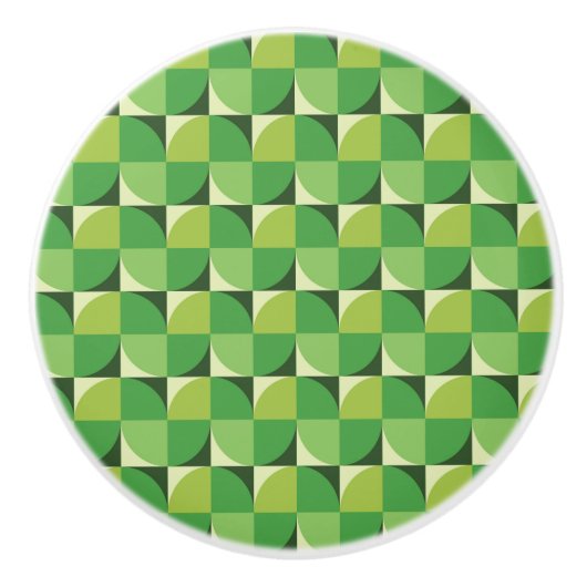 Modernes geometrisches Muster grün des Mitteljahrs Keramikknauf (Vorderseite)