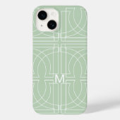 Modernes geometrisches Muster grün Mit Monogramm Case-Mate iPhone Hülle (Rückseite)