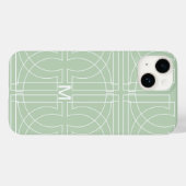 Modernes geometrisches Muster grün Mit Monogramm Case-Mate iPhone Hülle (Rückseite (Horizontal))
