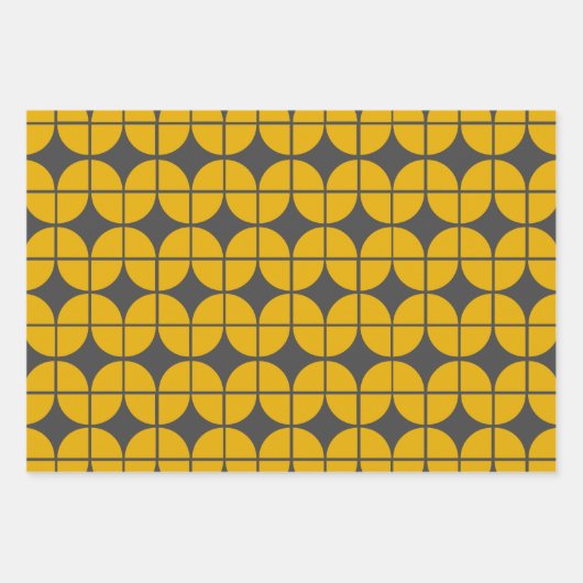 Modernes geometrisches Muster in Gelb und Grau Geschenkpapier Set (Vorderseite 3)