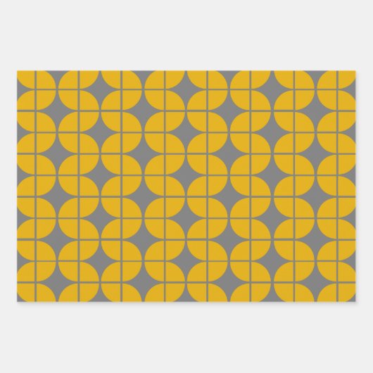 Modernes geometrisches Muster in Gelb und Grau Geschenkpapier Set (Vorderseite 2)