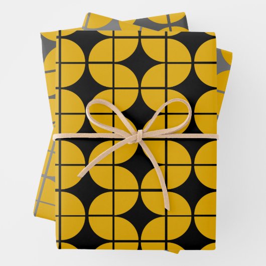 Modernes geometrisches Muster in Gelb und Grau Geschenkpapier Set (Beispiel)