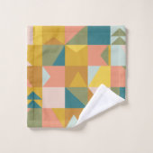 Modernes geometrisches Muster in Hübschen Erdtönen Badhandtuch Set (Waschlappen)