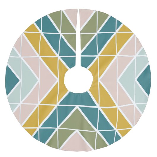 Modernes geometrisches Muster in pastellfarbenen E Polyester Weihnachtsbaumdecke (Vorderseite)