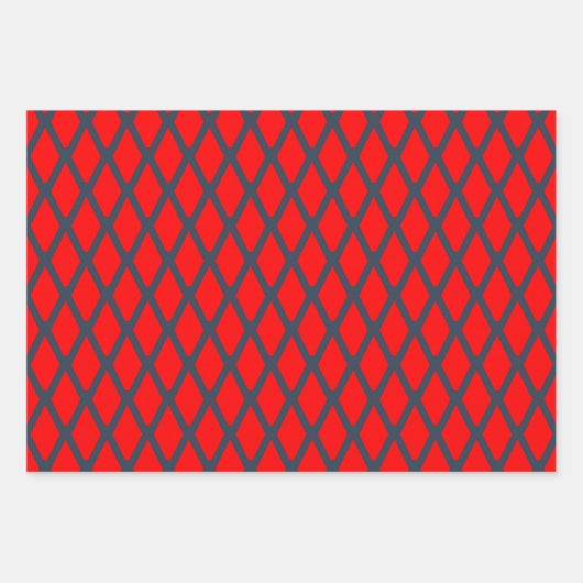 Modernes geometrisches Muster in Rot und Blau Geschenkpapier Set (Vorderseite 3)