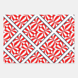 Modernes geometrisches Muster in Rot und Blau Geschenkpapier Set