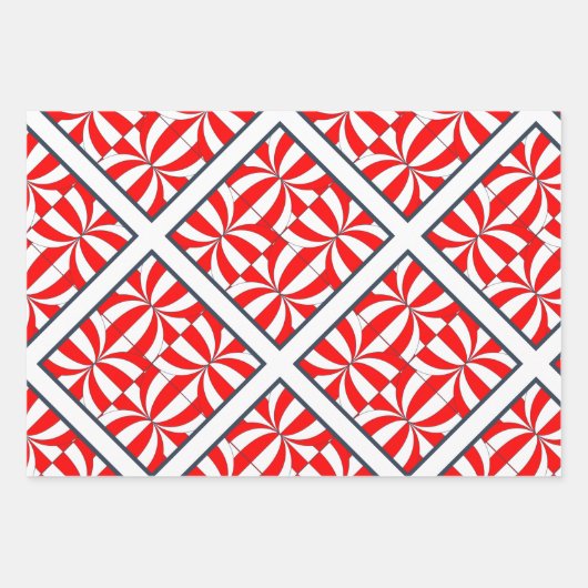 Modernes geometrisches Muster in Rot und Blau Geschenkpapier Set (Vorderseite)
