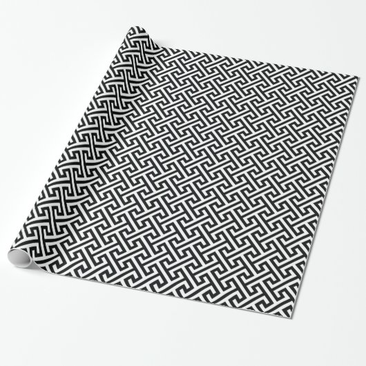 Modernes geometrisches Muster in Schwarz/Weiß Geschenkpapier (Ungerollt)