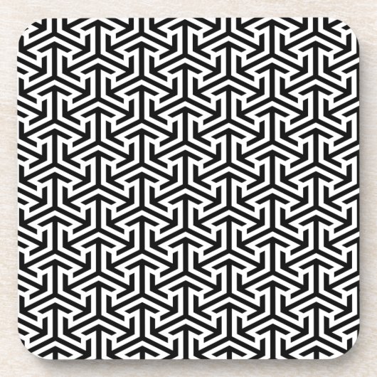 modernes geometrisches Muster in Schwarzweiß Untersetzer (Vorderseite)