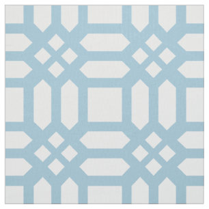 Modernes geometrisches Muster in Weiß und Blau Stoff