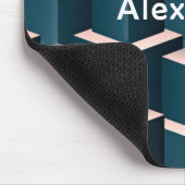 Modernes geometrisches Muster mit blauem Quadrat p Mousepad (Ecke)