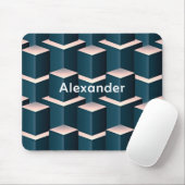 Modernes geometrisches Muster mit blauem Quadrat p Mousepad (Mit Mouse)