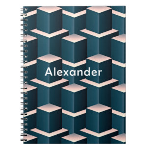 Modernes geometrisches Muster mit blauem Quadrat p Notizblock