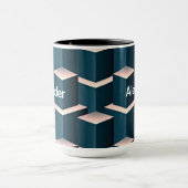 Modernes geometrisches Muster mit blauem Quadrat p Tasse (Zentrum)