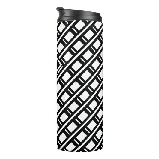 Modernes, geometrisches Muster Mit Monogramm Thermosbecher (Nach rechts gedreht)