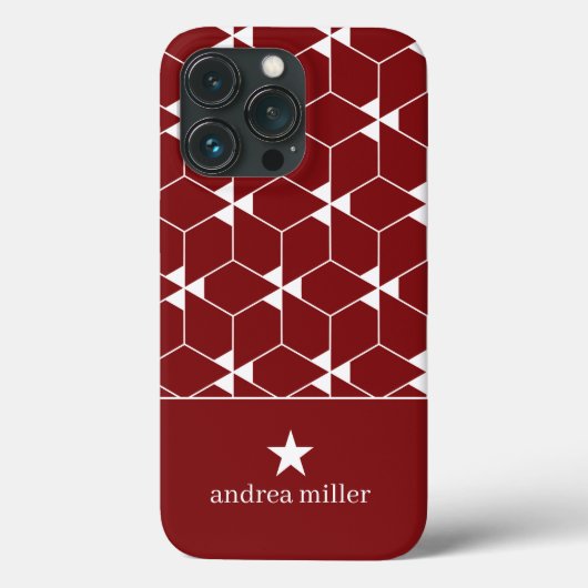 Modernes geometrisches Muster mit Stern Monogram Case-Mate iPhone Hülle (Rückseite)