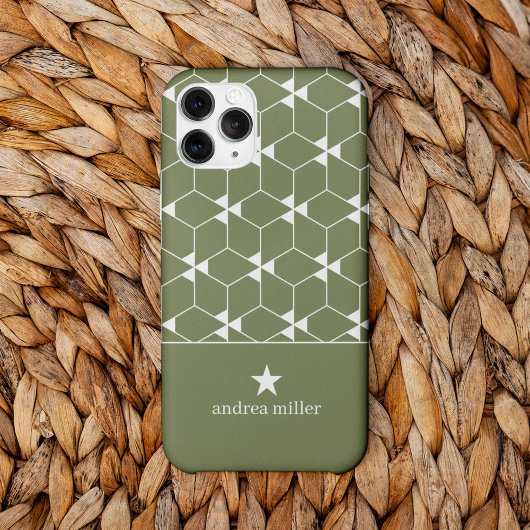 Modernes geometrisches Muster mit Stern Monogram Case-Mate iPhone Hülle