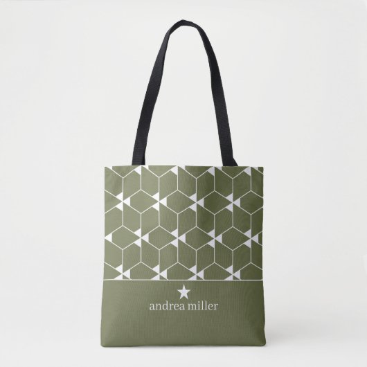 Modernes geometrisches Muster mit Stern Monogram Tasche (Vorderseite)
