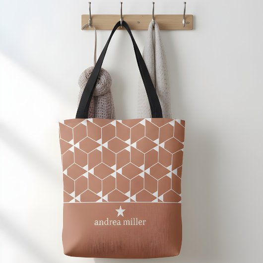 Modernes geometrisches Muster mit Stern Monogram Tasche