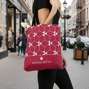 Modernes geometrisches Muster mit Stern Monogram Tasche