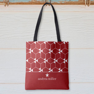 Modernes geometrisches Muster mit Stern Monogram Tasche