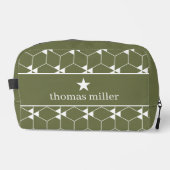 Modernes geometrisches Muster mit Stern Monogram Waschbeutel (Vorderseite)