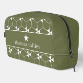 Modernes geometrisches Muster mit Stern Monogram Waschbeutel (Rechte Ecke)