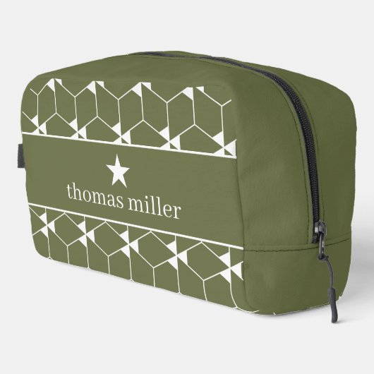 Modernes geometrisches Muster mit Stern Monogram Waschbeutel (Rechte Ecke)