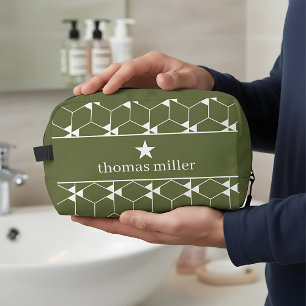 Modernes geometrisches Muster mit Stern Monogram Waschbeutel