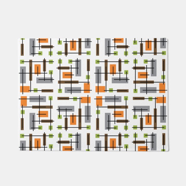 Modernes geometrisches Muster Mitte des Jahrhunder Fußmatte (Vorderseite)