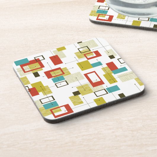 Modernes geometrisches Muster Mitte des Jahrhunder Getränkeuntersetzer (Linke Seite)