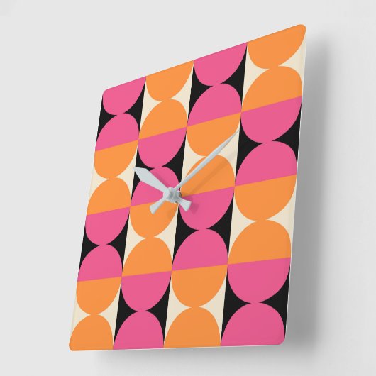 Modernes geometrisches Muster Mitte des Jahrhunder Quadratische Wanduhr (Winkel)