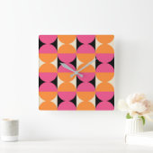 Modernes geometrisches Muster Mitte des Jahrhunder Quadratische Wanduhr (Zuhause)