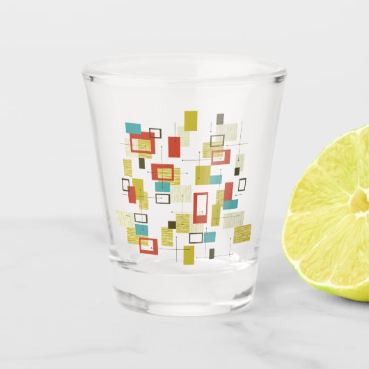 Modernes geometrisches Muster Mitte des Jahrhunder Schnapsglas (Vorderseite)