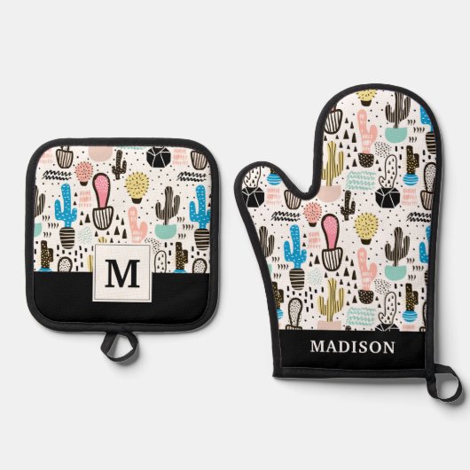Modernes geometrisches Muster Ofenhandschuh & Topflappen-Set (Vorderseite)
