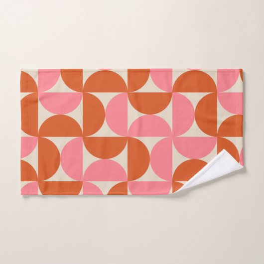Modernes geometrisches Muster rosa orange Badhandtuch Set (Handtuch)