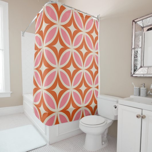Modernes geometrisches Muster rosa orange Duschvorhang (Beispiel)