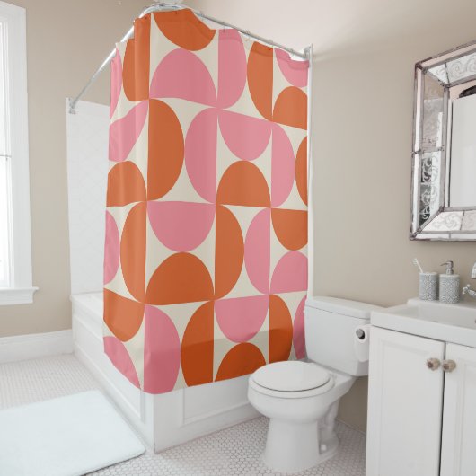 Modernes geometrisches Muster rosa orange Duschvorhang (Beispiel)