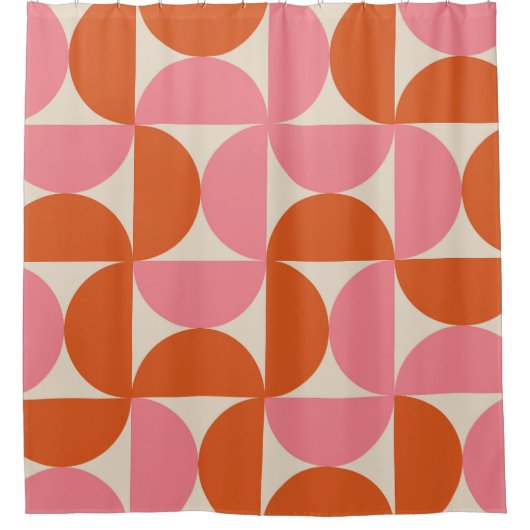 Modernes geometrisches Muster rosa orange Duschvorhang (Vorderseite)